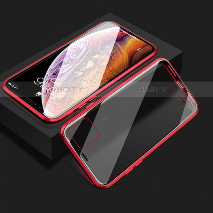 Custodia Lusso Alluminio Laterale Specchio 360 Gradi Cover T08 per Apple iPhone 11 Rosso