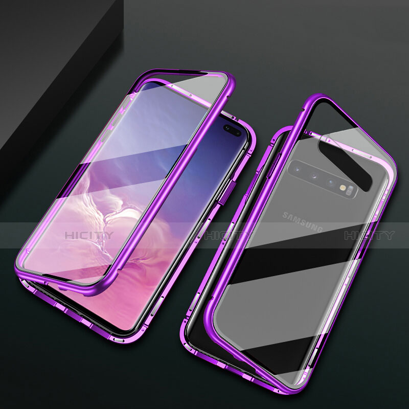 Custodia Lusso Alluminio Laterale Specchio 360 Gradi Cover T08 per Samsung Galaxy S10 Plus