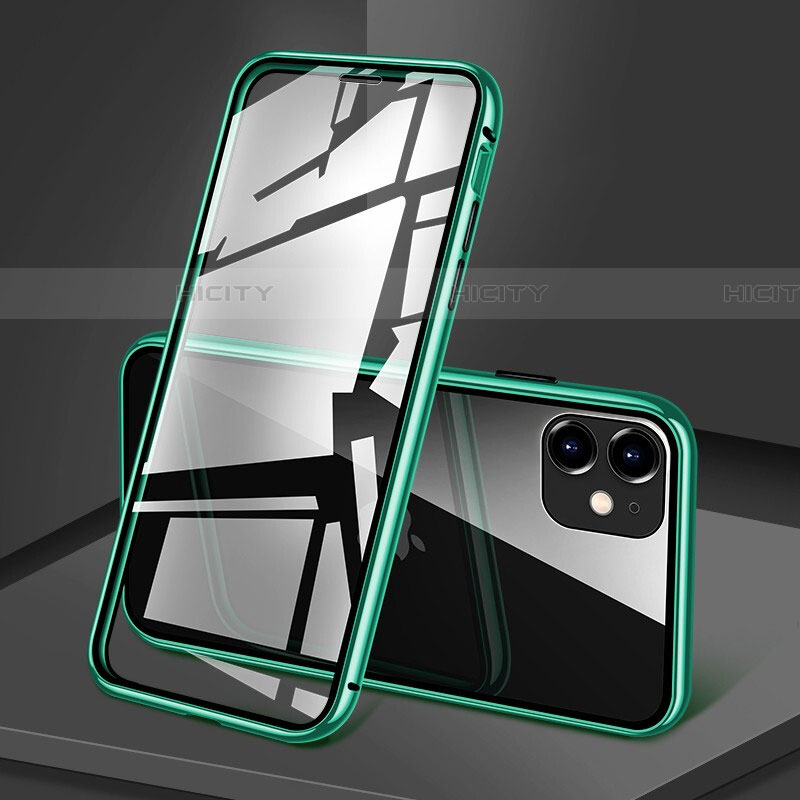 Custodia Lusso Alluminio Laterale Specchio 360 Gradi Cover T09 per Apple iPhone 11 Verde
