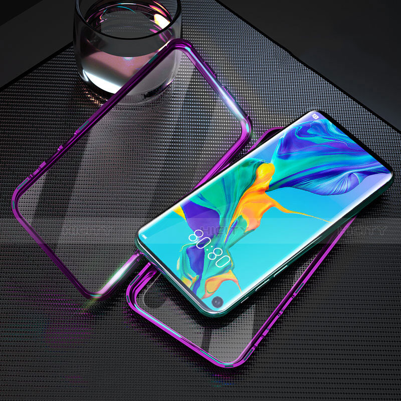 Custodia Lusso Alluminio Laterale Specchio 360 Gradi Cover T09 per Huawei Honor 20 Viola