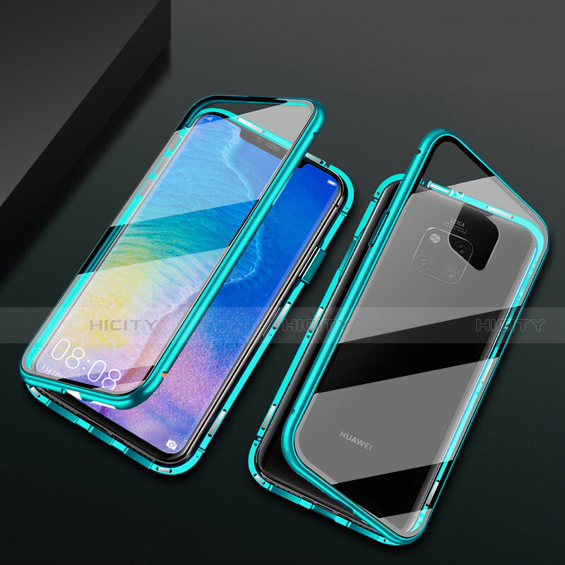 Custodia Lusso Alluminio Laterale Specchio 360 Gradi Cover T09 per Huawei Mate 20 Pro Verde