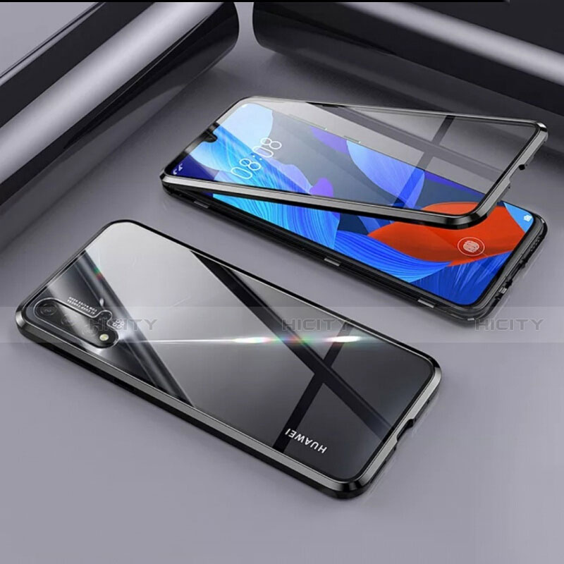 Custodia Lusso Alluminio Laterale Specchio 360 Gradi Cover T09 per Huawei Nova 5 Nero