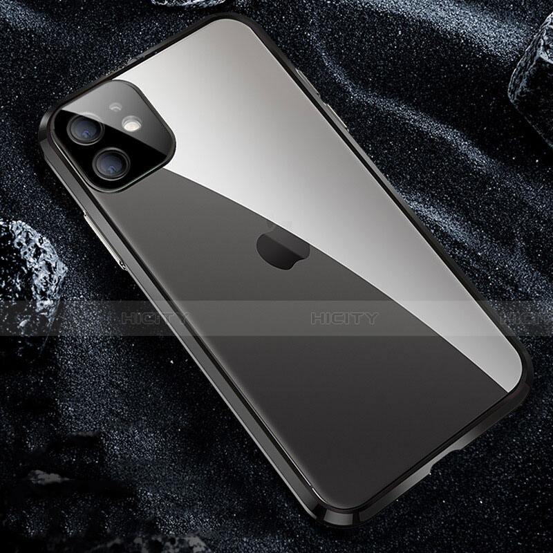 Custodia Lusso Alluminio Laterale Specchio 360 Gradi Cover T12 per Apple iPhone 11 Pro Nero
