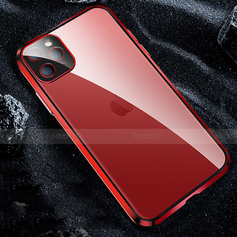 Custodia Lusso Alluminio Laterale Specchio 360 Gradi Cover T12 per Apple iPhone 11 Pro Rosso