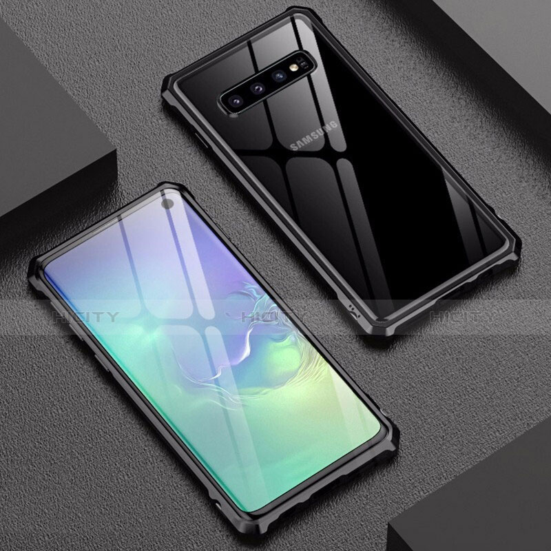 Custodia Lusso Alluminio Laterale Specchio Cover A01 per Samsung Galaxy S10 Nero