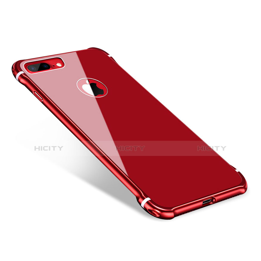 Custodia Lusso Alluminio Laterale Specchio Cover M01 per Apple iPhone 7 Plus Rosso