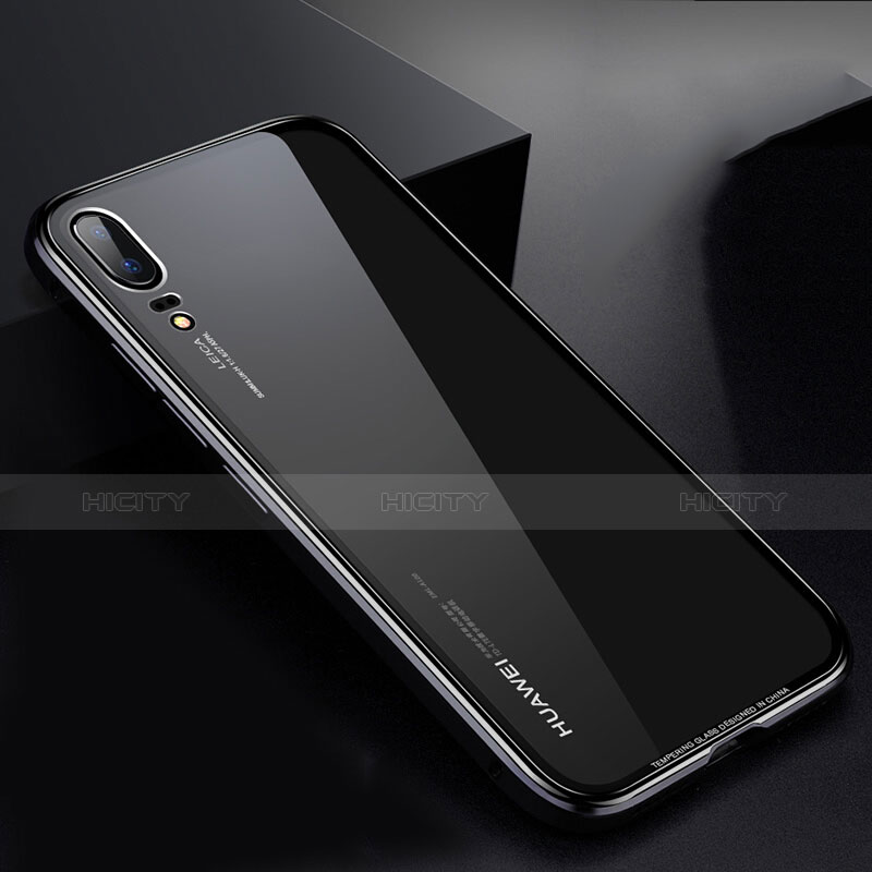 Custodia Lusso Alluminio Laterale Specchio Cover M01 per Huawei P20 Nero