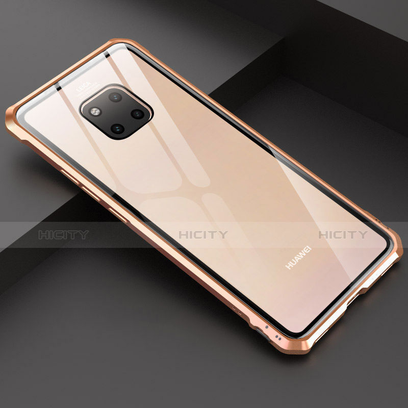 Custodia Lusso Alluminio Laterale Specchio Cover M03 per Huawei Mate 20 Pro Oro