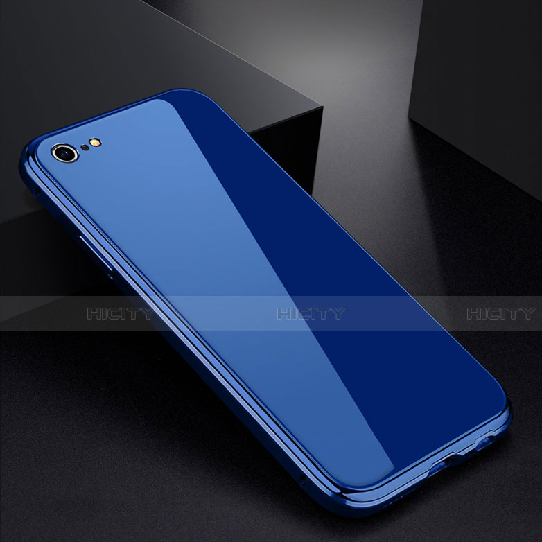 Custodia Lusso Alluminio Laterale Specchio Cover per Apple iPhone 6 Plus Blu