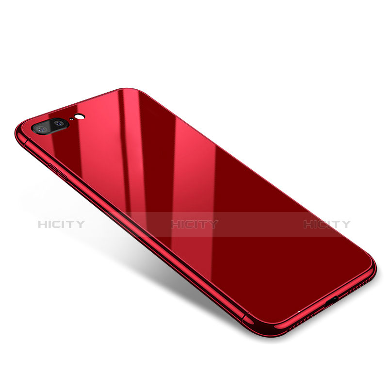 Custodia Lusso Alluminio Laterale Specchio Cover per Apple iPhone 8 Plus Rosso