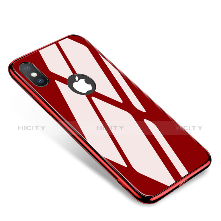Custodia Lusso Alluminio Laterale Specchio Cover per Apple iPhone X Rosso