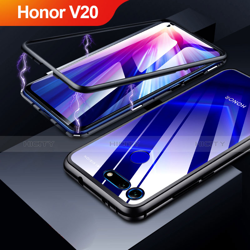 Custodia Lusso Alluminio Laterale Specchio Cover per Huawei Honor V20 Nero