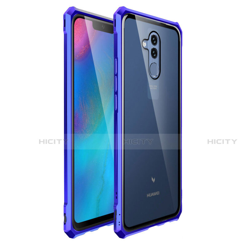 Custodia Lusso Alluminio Laterale Specchio Cover per Huawei Mate 20 Lite Blu