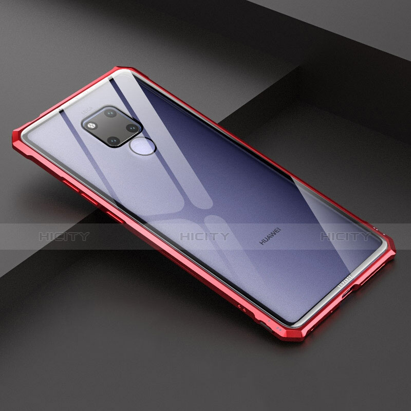 Custodia Lusso Alluminio Laterale Specchio Cover per Huawei Mate 20 X Rosso