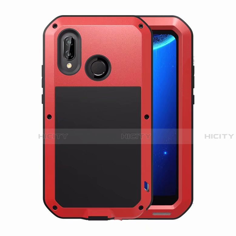 Custodia Lusso Alluminio Laterale Specchio Cover per Huawei Nova 3e Rosso