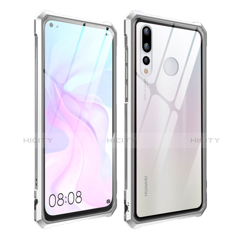 Custodia Lusso Alluminio Laterale Specchio Cover per Huawei Nova 4 Argento