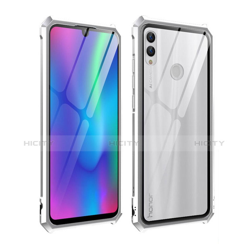 Custodia Lusso Alluminio Laterale Specchio Cover per Huawei P Smart (2019) Argento