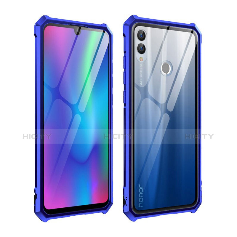 Custodia Lusso Alluminio Laterale Specchio Cover per Huawei P Smart (2019) Blu
