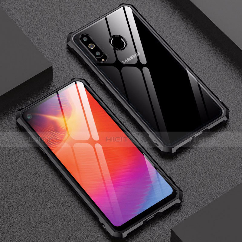 Custodia Lusso Alluminio Laterale Specchio Cover per Samsung Galaxy A8s SM-G8870 Nero