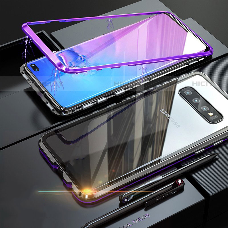 Custodia Lusso Alluminio Laterale Specchio Cover per Samsung Galaxy S10 5G Viola