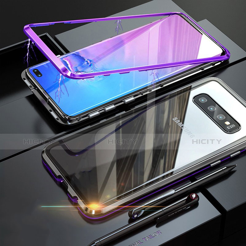 Custodia Lusso Alluminio Laterale Specchio Cover per Samsung Galaxy S10 Viola