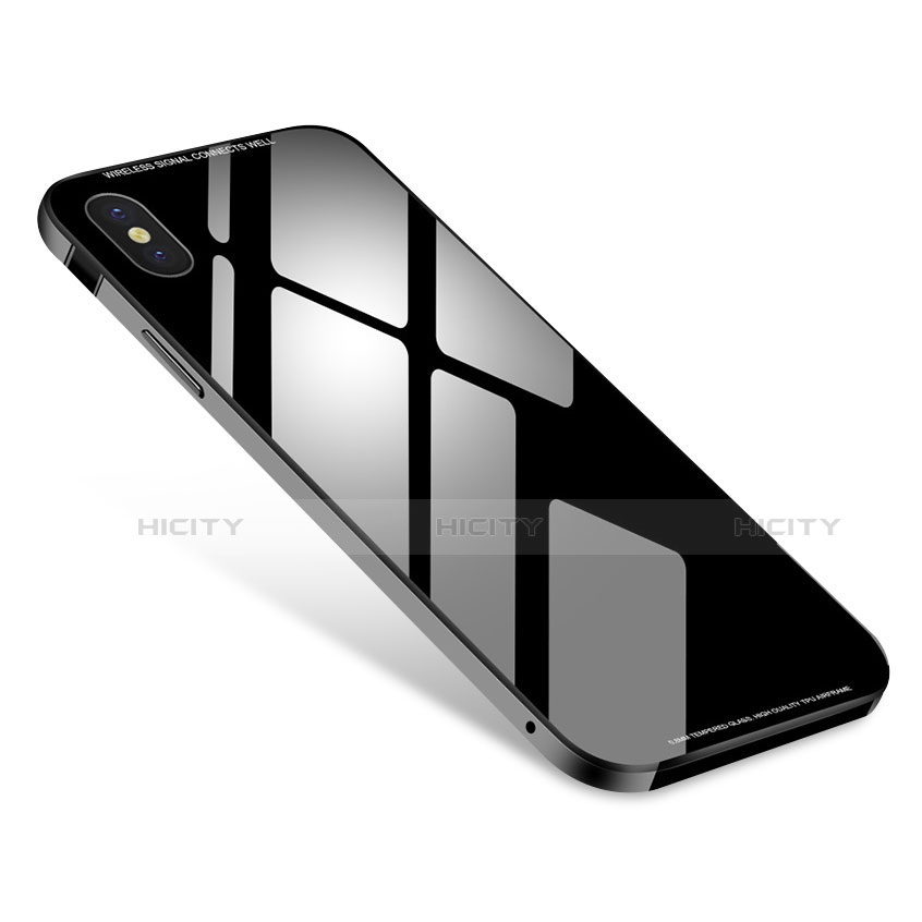 Custodia Lusso Alluminio Laterale Specchio Cover S01 per Apple iPhone Xs Max Nero