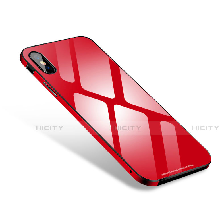 Custodia Lusso Alluminio Laterale Specchio Cover S01 per Apple iPhone Xs Rosso