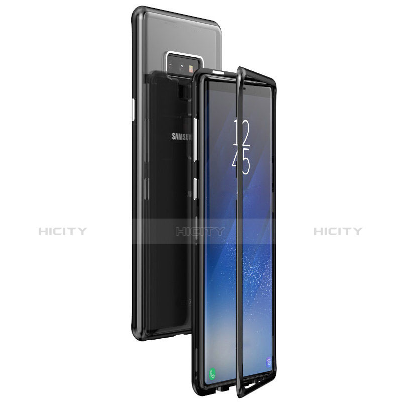 Custodia Lusso Alluminio Laterale Trasparente Specchio per Samsung Galaxy Note 9 Nero