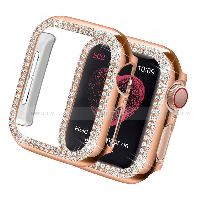 Custodia Lusso Diamante Strass Gioielli per Apple iWatch 5 44mm Oro Rosa