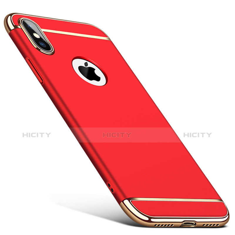 Custodia Lusso Metallo Laterale e Plastica C01 per Apple iPhone X Rosso