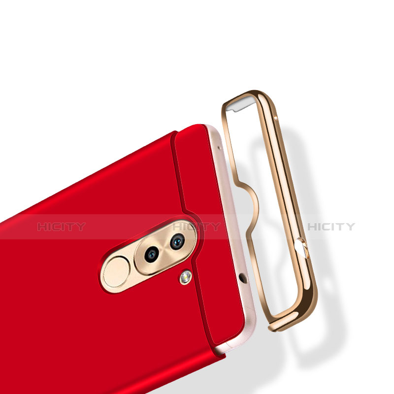 Custodia Lusso Metallo Laterale e Plastica con Anello Supporto A02 per Huawei GR5 (2017) Rosso