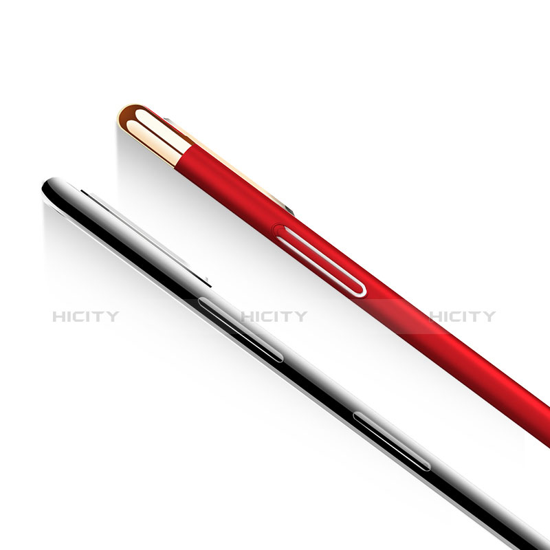 Custodia Lusso Metallo Laterale e Plastica con Anello Supporto F02 per Apple iPhone X Rosso
