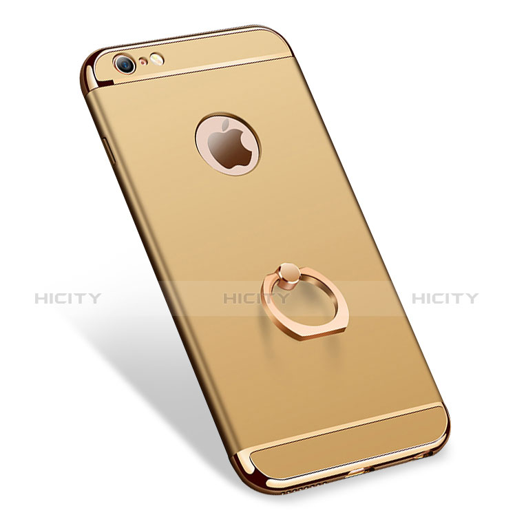 Custodia Lusso Metallo Laterale e Plastica con Anello Supporto per Apple iPhone 6S Plus Oro