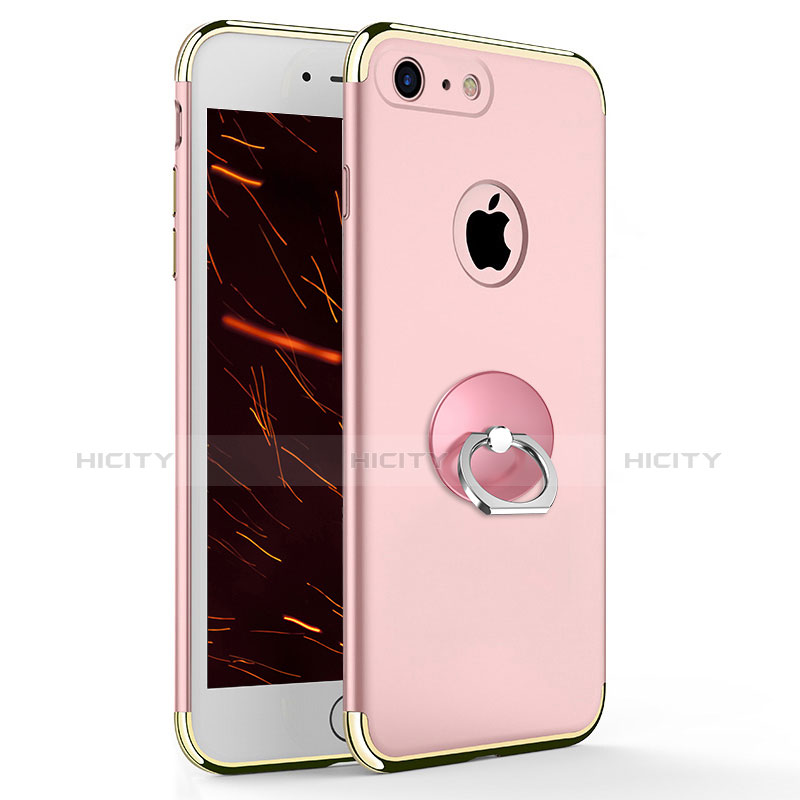 Custodia Lusso Metallo Laterale e Plastica con Anello Supporto per Apple iPhone 7 Rosa