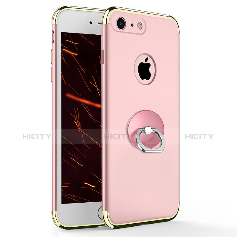 Custodia Lusso Metallo Laterale e Plastica con Anello Supporto per Apple iPhone 8 Rosa