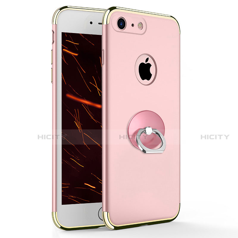 Custodia Lusso Metallo Laterale e Plastica con Anello Supporto per Apple iPhone SE (2020) Rosa
