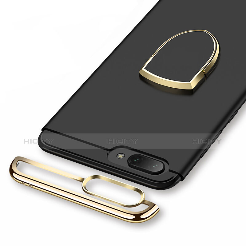 Custodia Lusso Metallo Laterale e Plastica con Anello Supporto per Huawei Honor 10 Nero