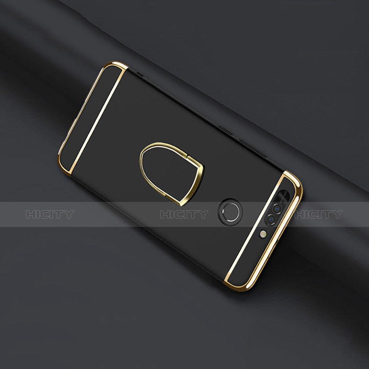 Custodia Lusso Metallo Laterale e Plastica con Anello Supporto per Huawei Honor 8 Pro Nero