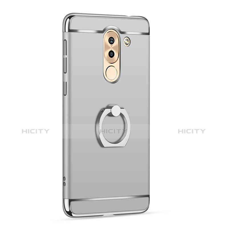 Custodia Lusso Metallo Laterale e Plastica con Anello Supporto per Huawei Mate 9 Lite Argento