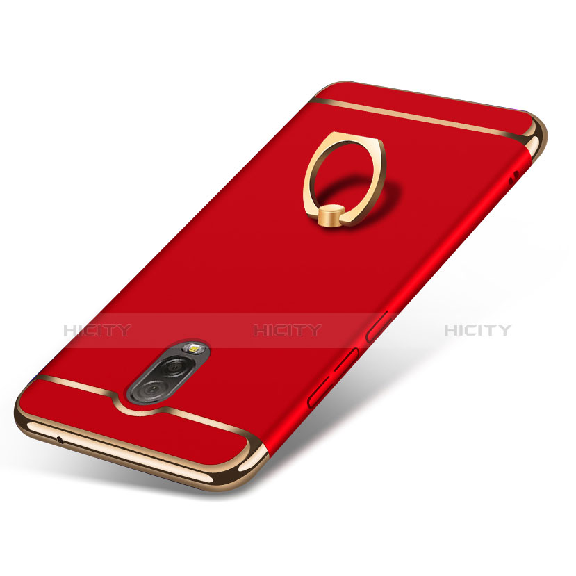 Custodia Lusso Metallo Laterale e Plastica con Anello Supporto per Samsung Galaxy C7 (2017) Rosso