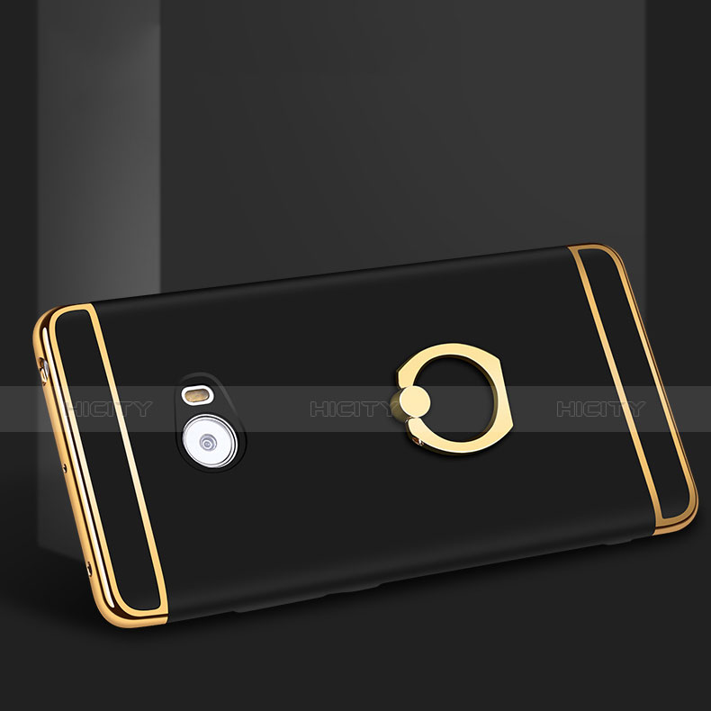 Custodia Lusso Metallo Laterale e Plastica con Anello Supporto per Xiaomi Mi Note 2 Nero