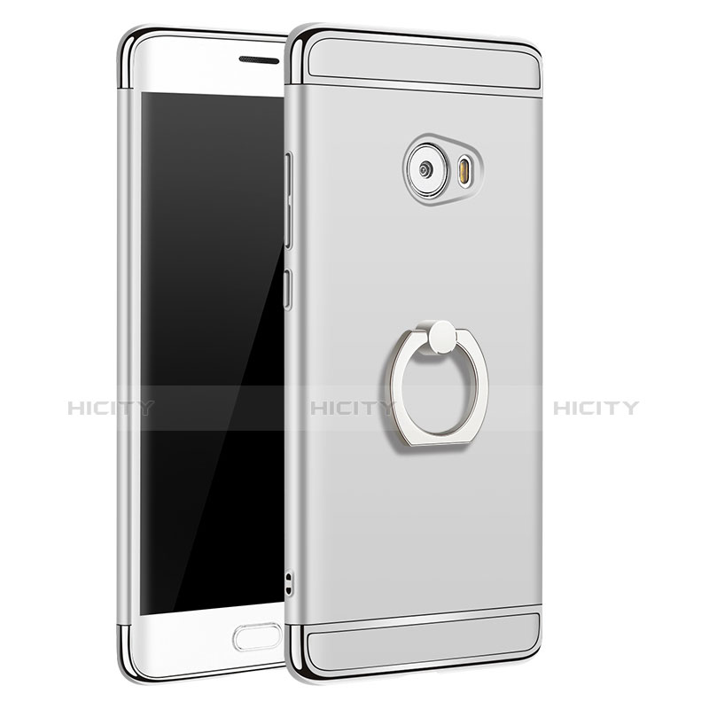 Custodia Lusso Metallo Laterale e Plastica con Anello Supporto per Xiaomi Mi Note 2 Special Edition Argento