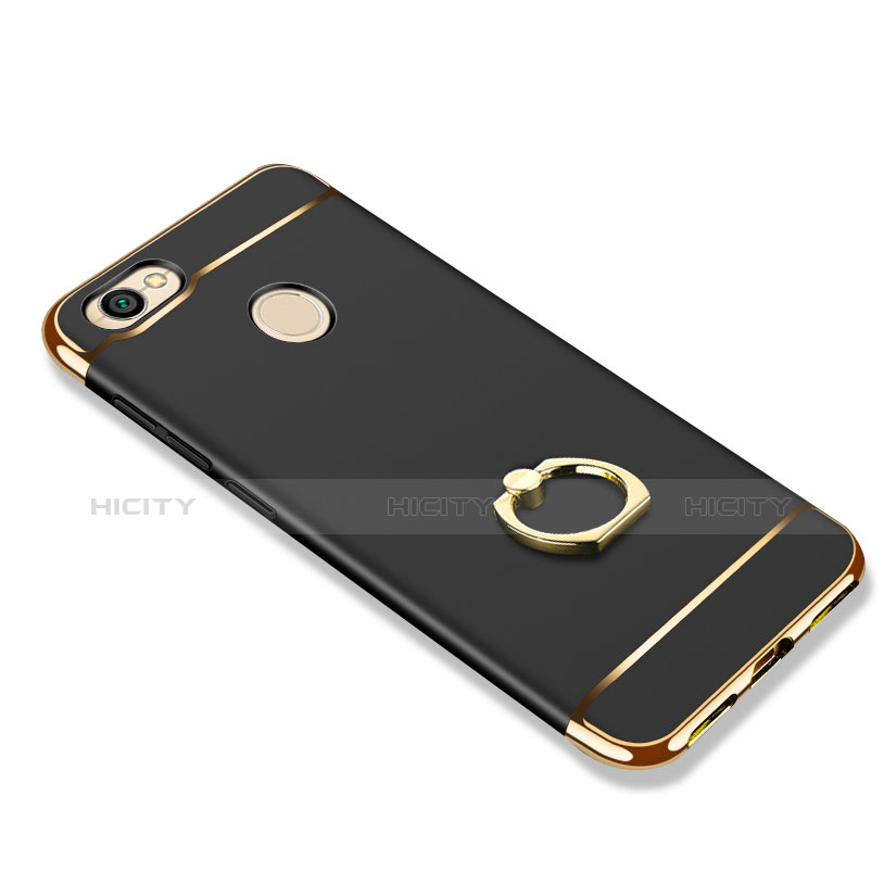 Custodia Lusso Metallo Laterale e Plastica con Anello Supporto per Xiaomi Redmi Note 5A High Edition Nero