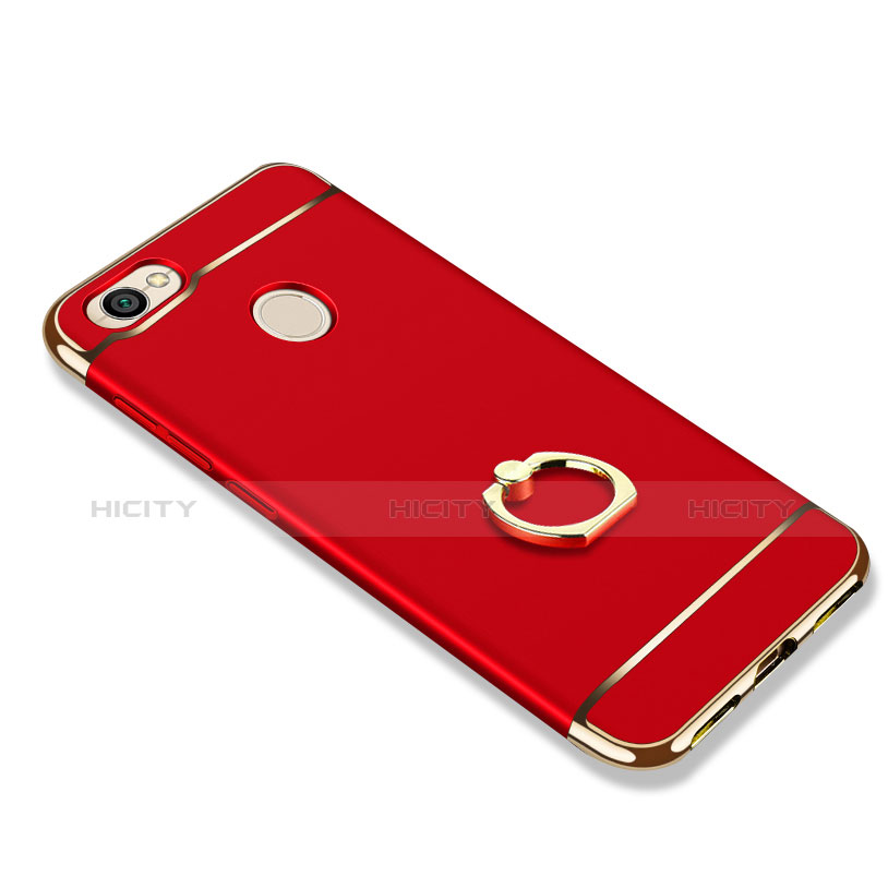 Custodia Lusso Metallo Laterale e Plastica con Anello Supporto per Xiaomi Redmi Note 5A High Edition Rosso