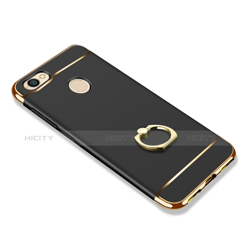 Custodia Lusso Metallo Laterale e Plastica con Anello Supporto per Xiaomi Redmi Note 5A Pro Nero