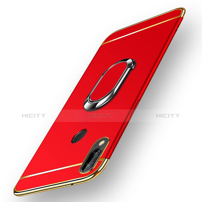 Custodia Lusso Metallo Laterale e Plastica con Magnetico Anello Supporto per Huawei P Smart+ Plus Rosso
