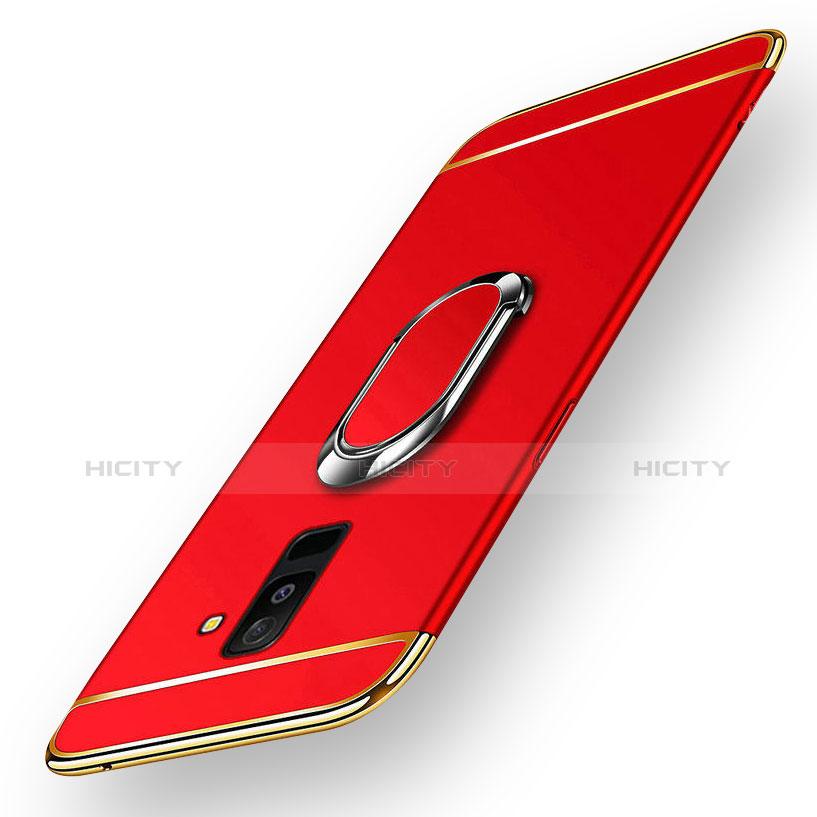 Custodia Lusso Metallo Laterale e Plastica con Magnetico Anello Supporto per Samsung Galaxy A6 Plus (2018) Rosso