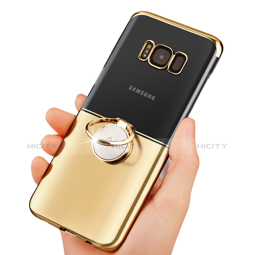 Custodia Lusso Metallo Laterale e Plastica con Magnetico Anello Supporto per Samsung Galaxy S8 Oro