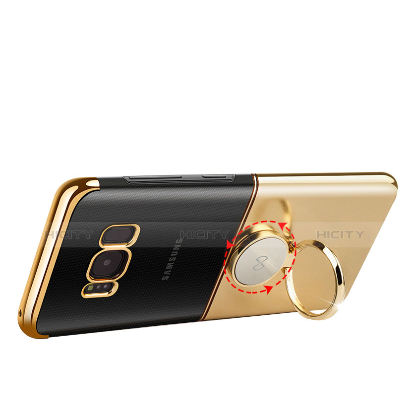 Custodia Lusso Metallo Laterale e Plastica con Magnetico Anello Supporto per Samsung Galaxy S8 Plus Oro
