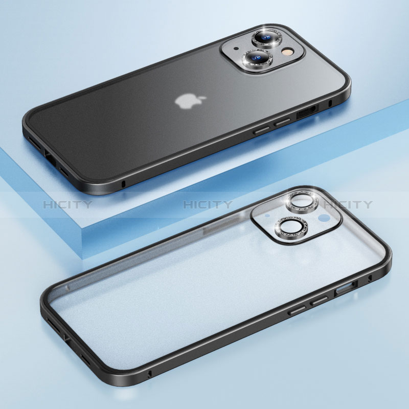 Custodia Lusso Metallo Laterale e Plastica Cover Bling-Bling LF1 per Apple iPhone 13 Nero
